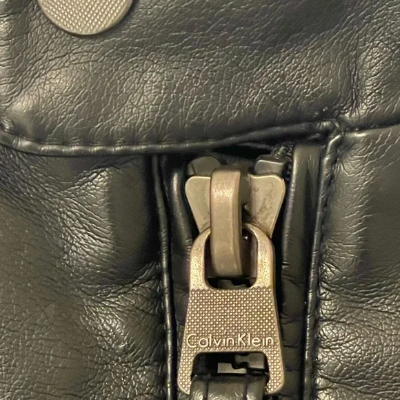 Calvin Klein Faux Leather Biker Jacket Men's Size Small - Picture 4 of 14